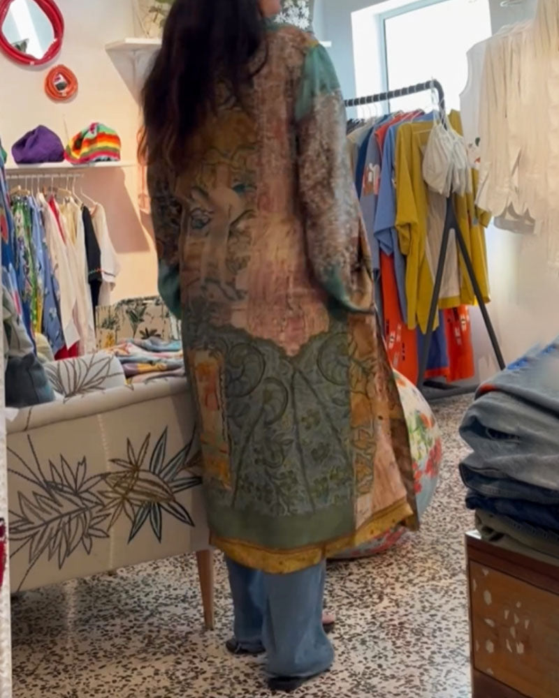 Fashion Retro Double-sided Print Cardigan