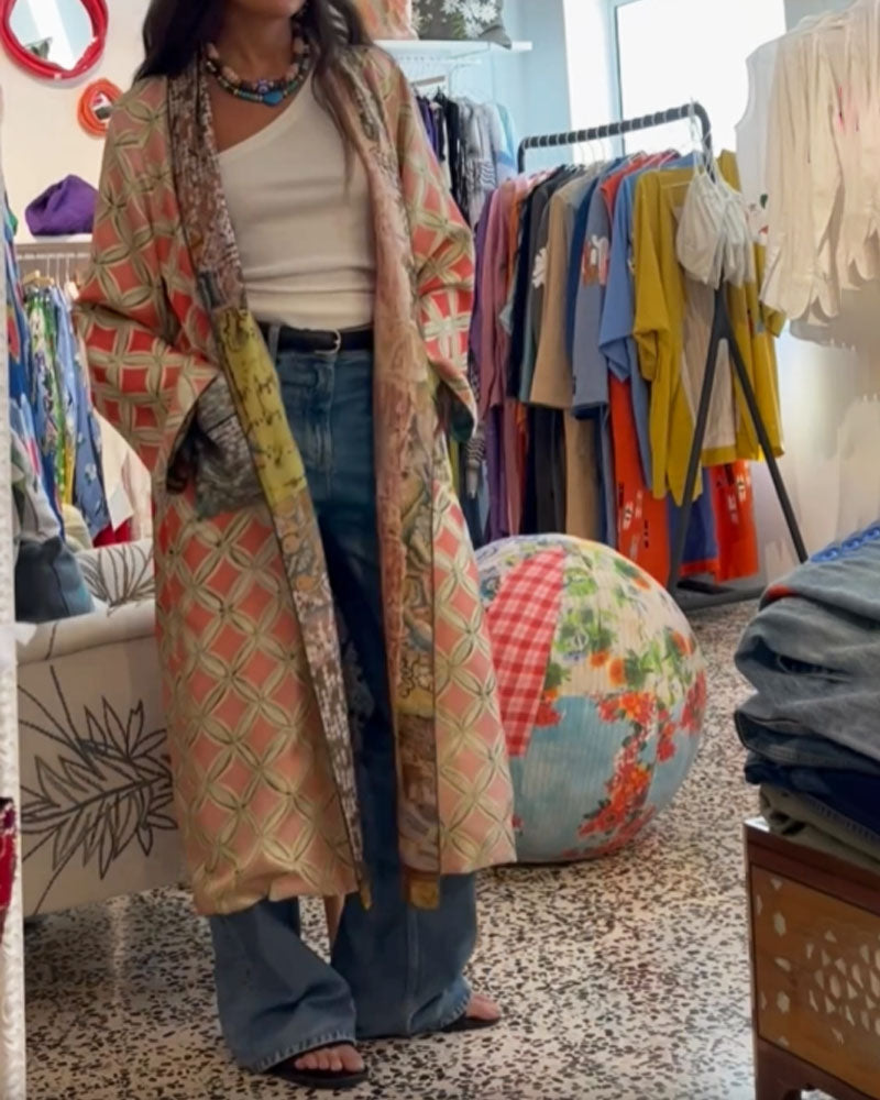 Fashion Retro Double-sided Print Cardigan