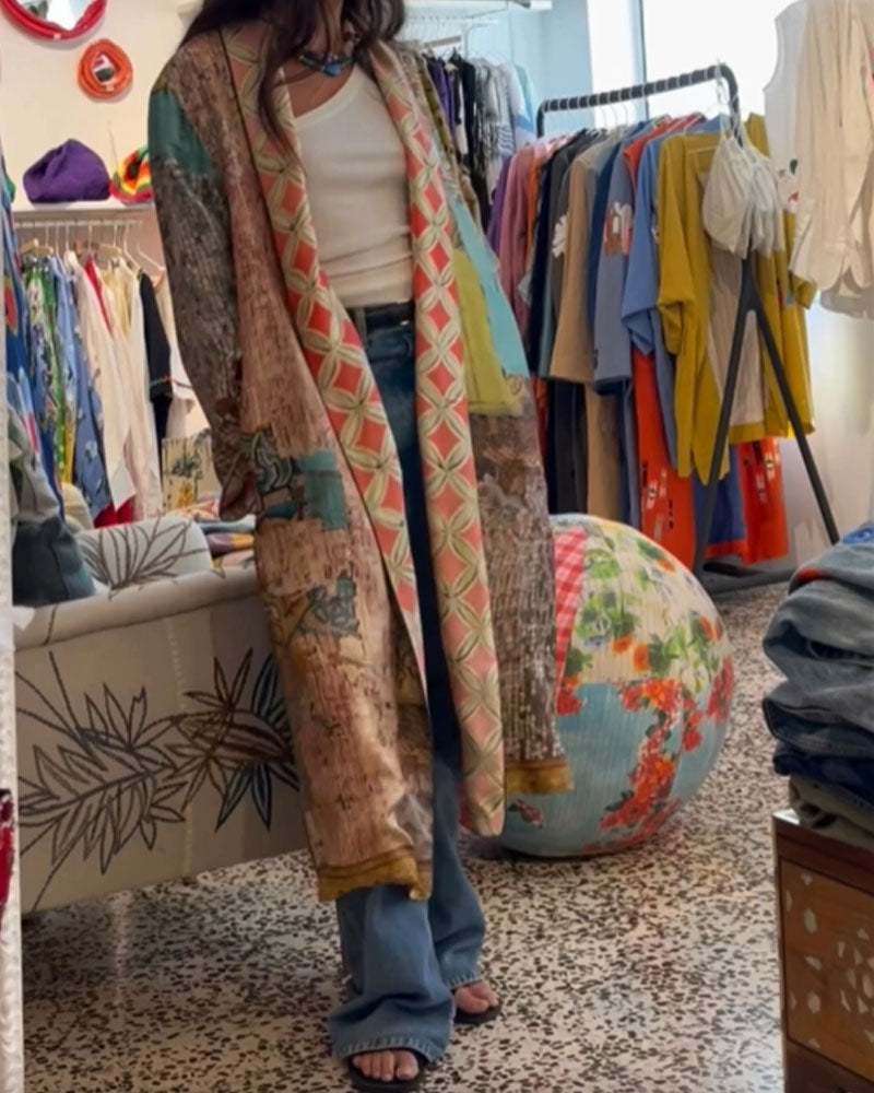 Fashion Retro Double-sided Print Cardigan