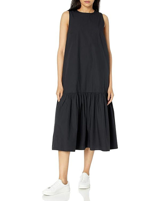 Loose Sleeveless Wide Hem Midi Dress