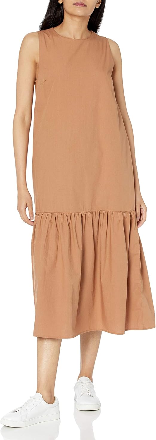 Loose Sleeveless Wide Hem Midi Dress