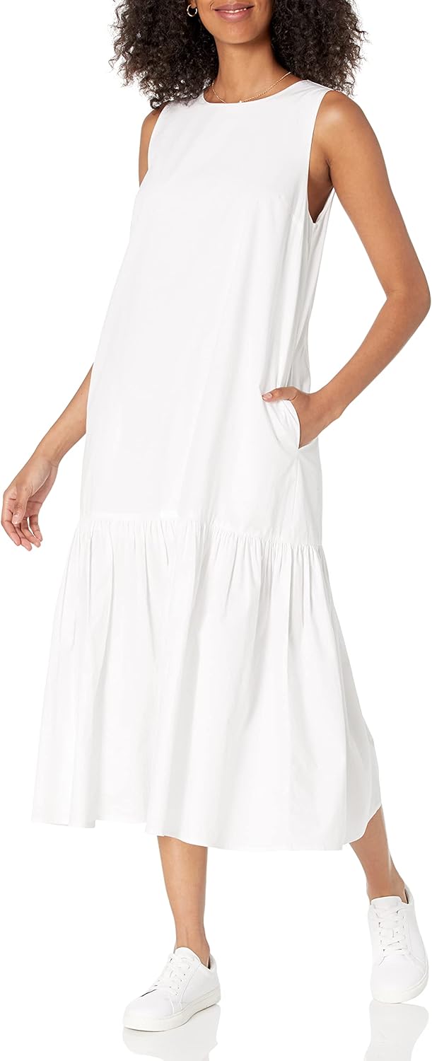 Loose Sleeveless Wide Hem Midi Dress