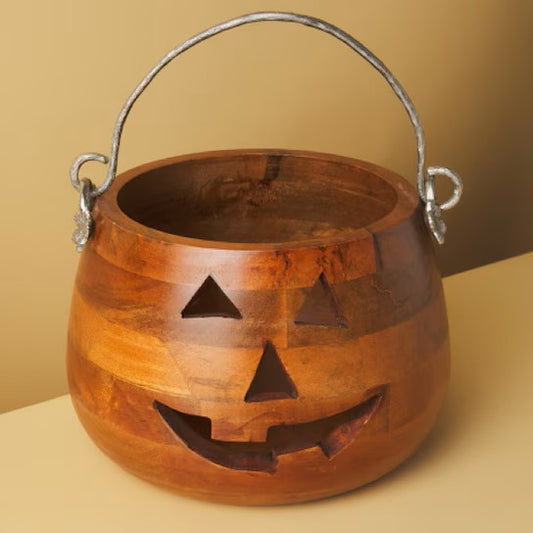 Halloween wooden pumpkin bucket