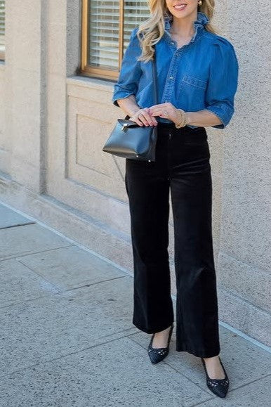 Bontina Lace Collar Denim Shirt