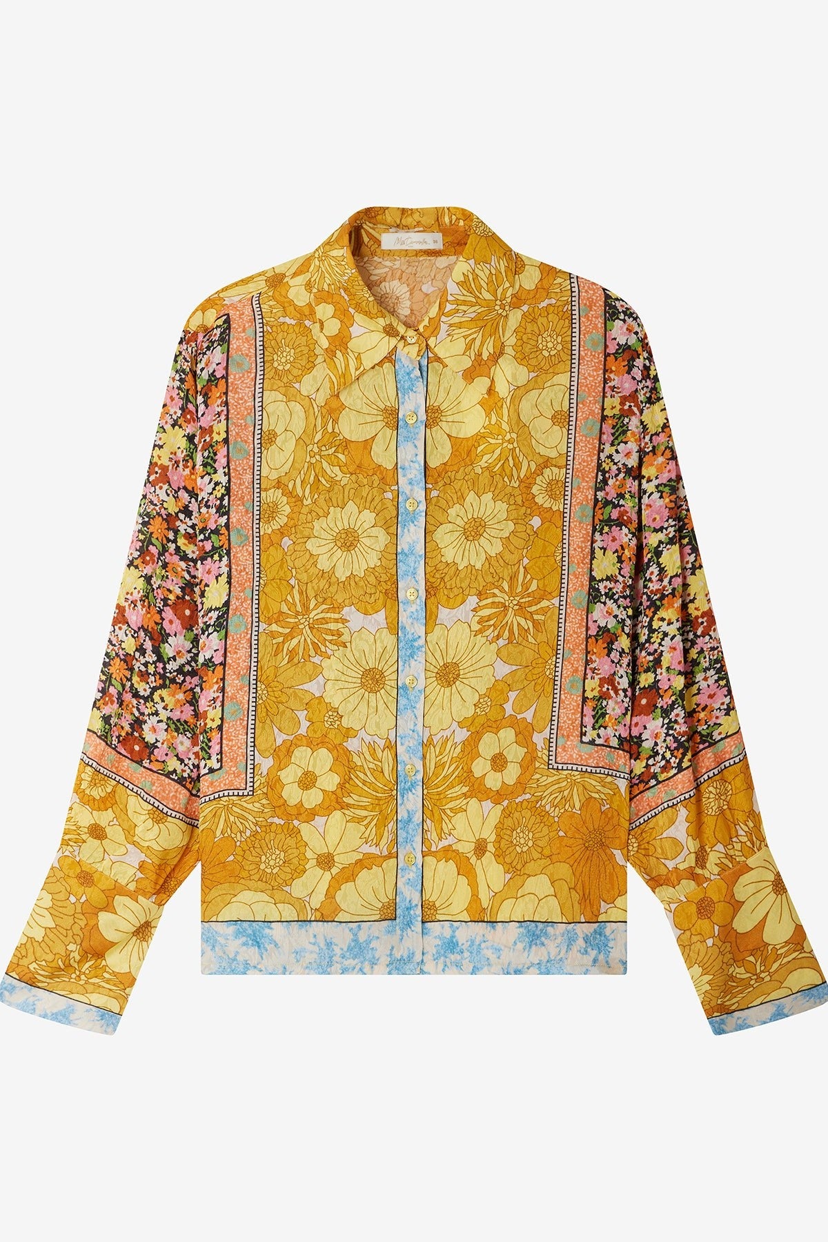 Floral print jacquard straight shirt and pants set