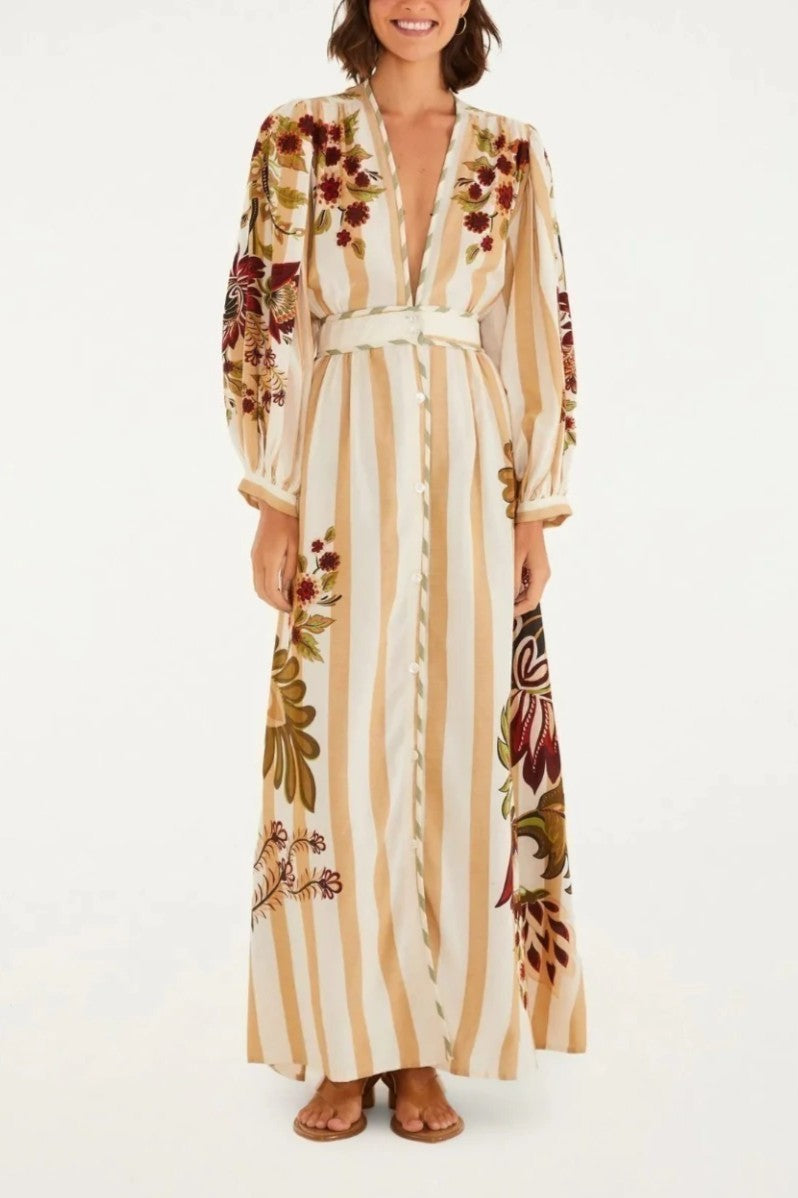 Lace Sleeve Floral Dress