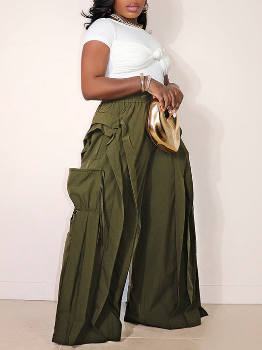 Layered Ruffle Wide-leg Pants