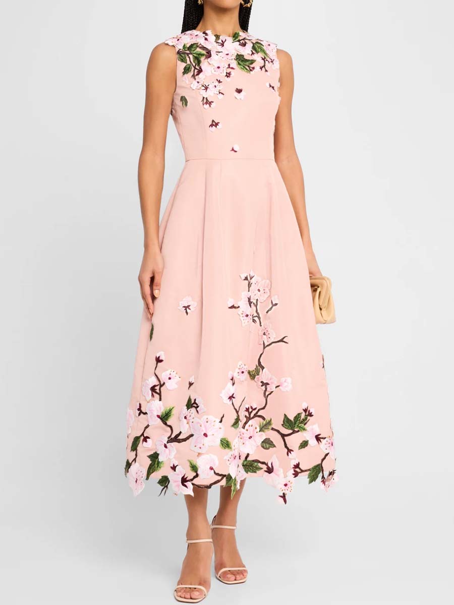 Embroidered Sleeveless Maxi Dress