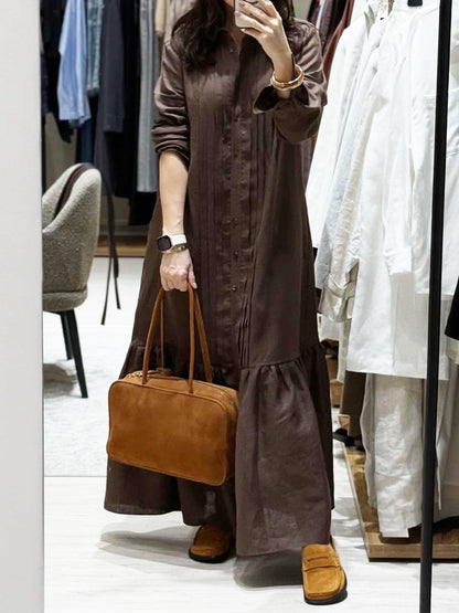 Casual Loose Pleated Maxi Dress