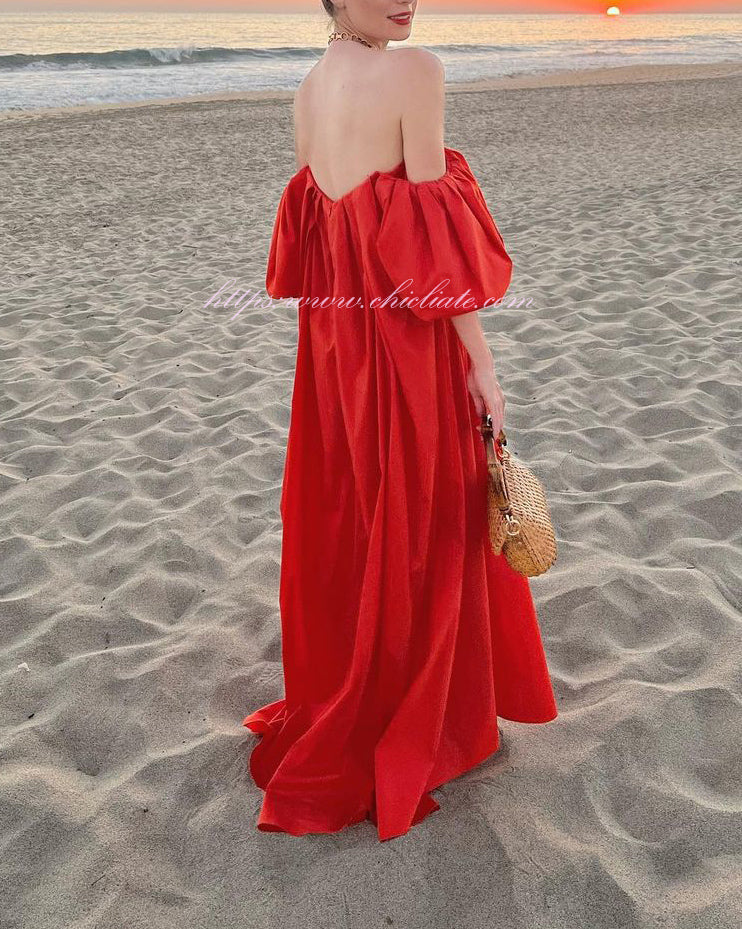 Elegant Red Evening Maxi Dress