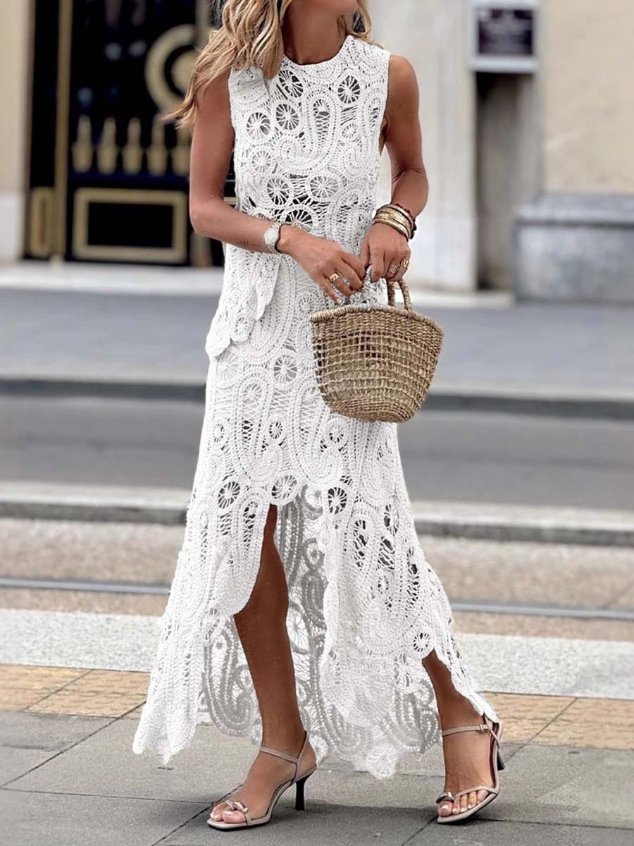 Fashion Knitted Asymmetric Hem Two Pieces Set