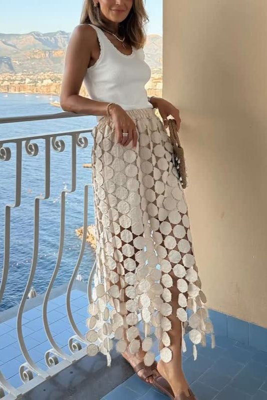 Balloon Tassel Double Layer Midi Skirt