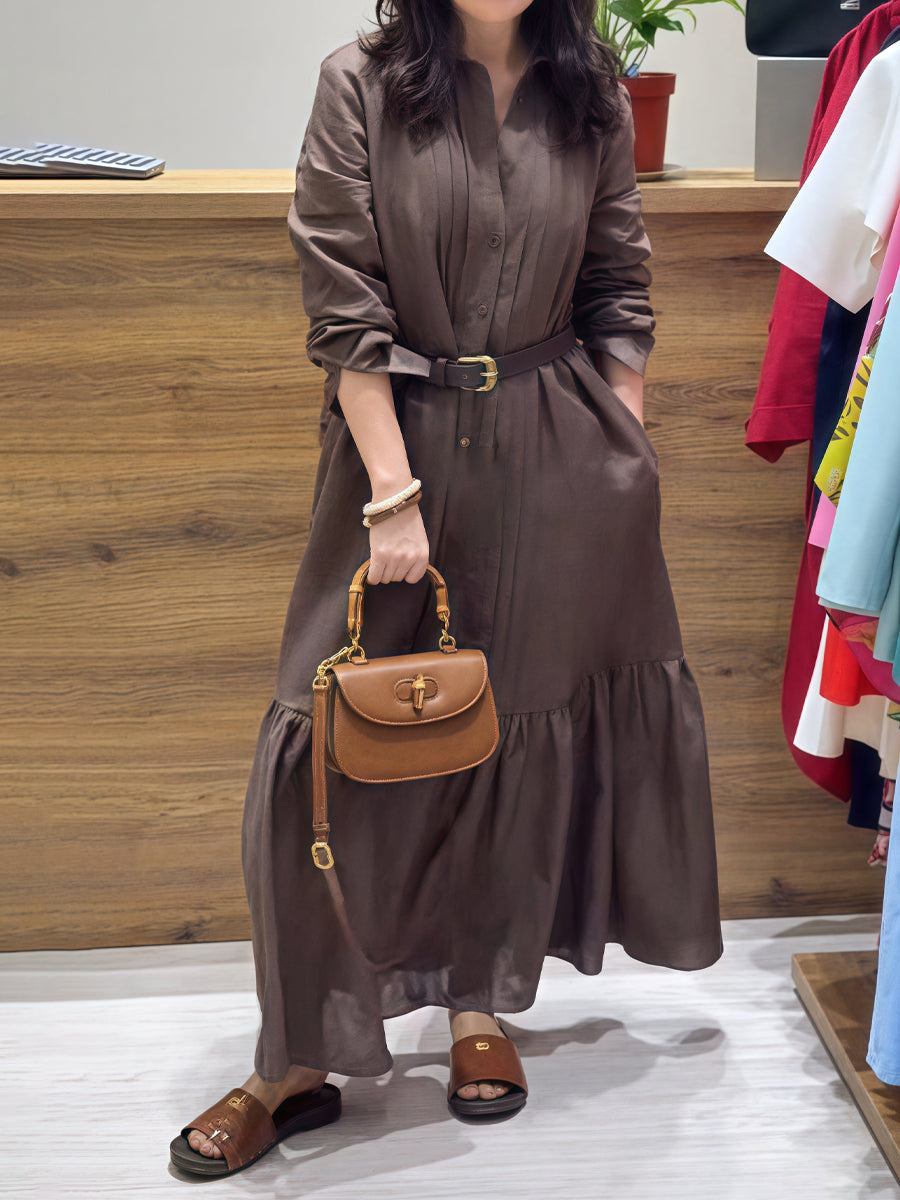 Casual Loose Pleated Maxi Dress