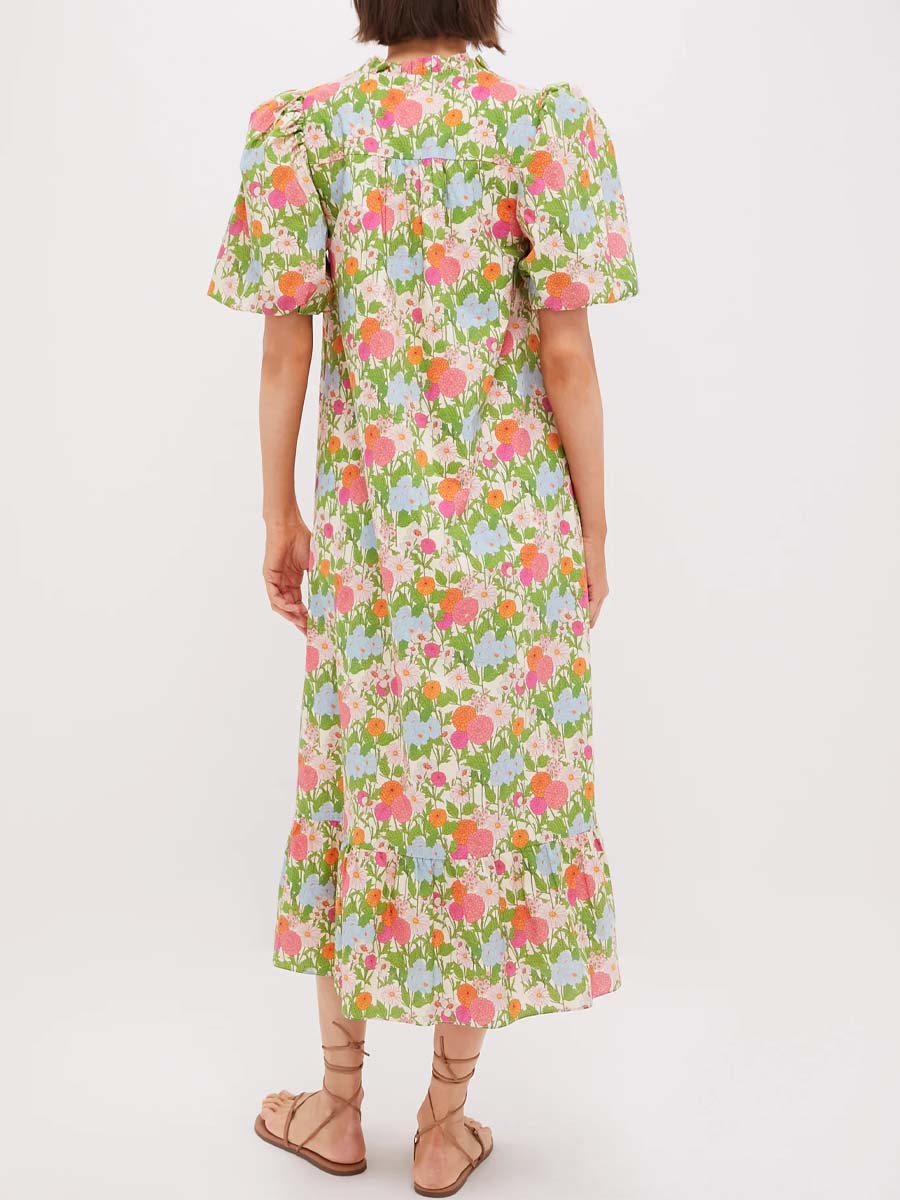 Floral Print Ruffled Midi Dress