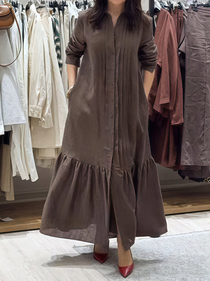 Casual Loose Pleated Maxi Dress