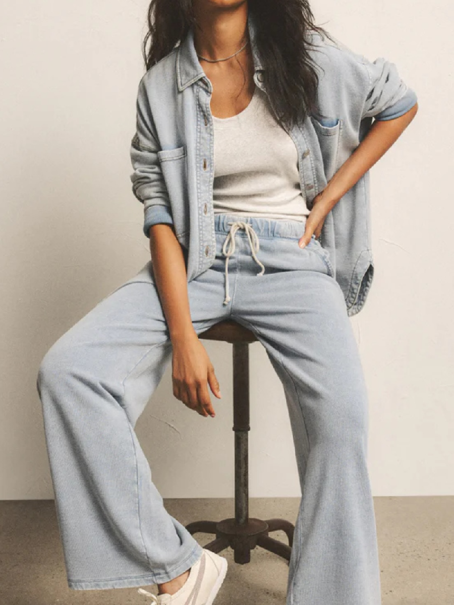 Comfy Denim To Denim Knit 2pc Suit