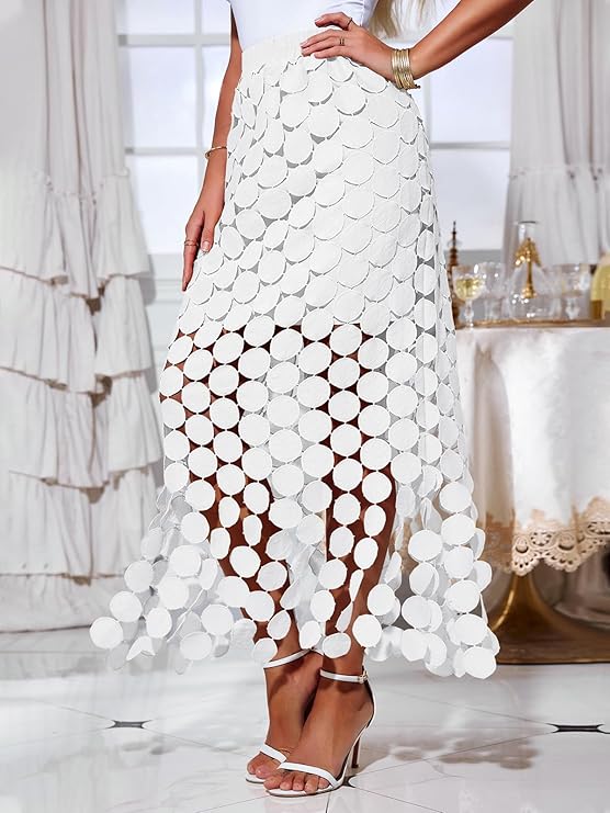 Balloon Tassel Double Layer Midi Skirt