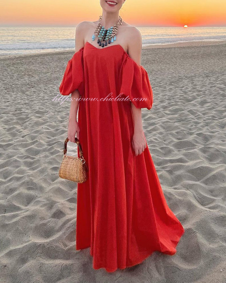 Elegant Red Evening Maxi Dress