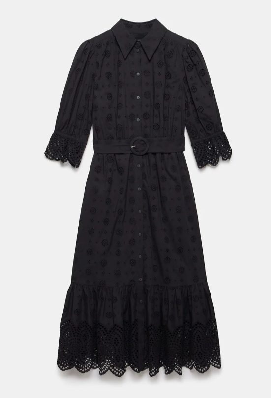 Eyelet Embroidery Details Shirt Dress