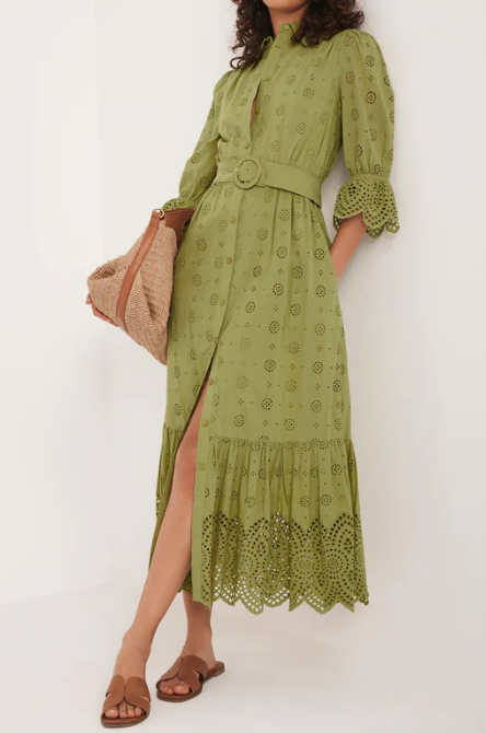 Eyelet Embroidery Details Shirt Dress