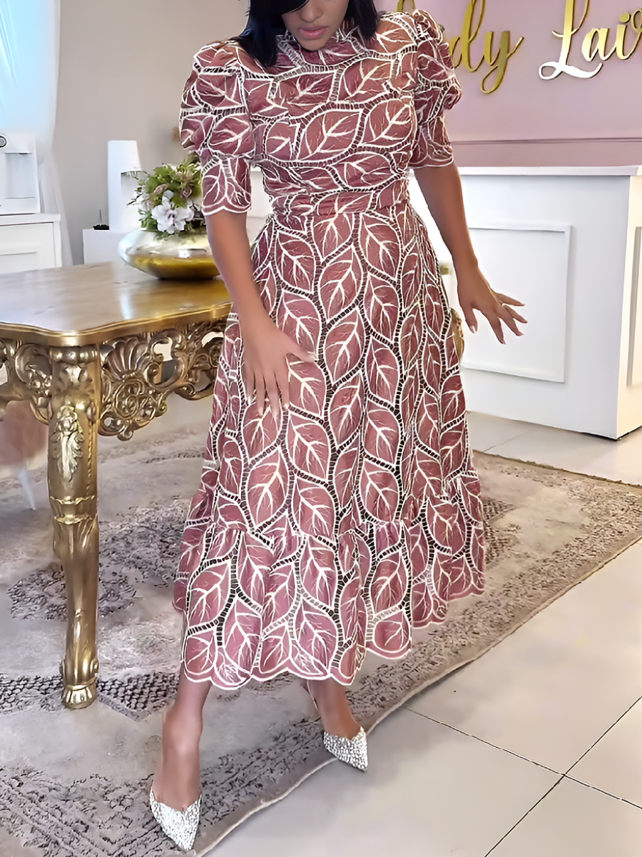 Leaf Print Casual Loose Dress