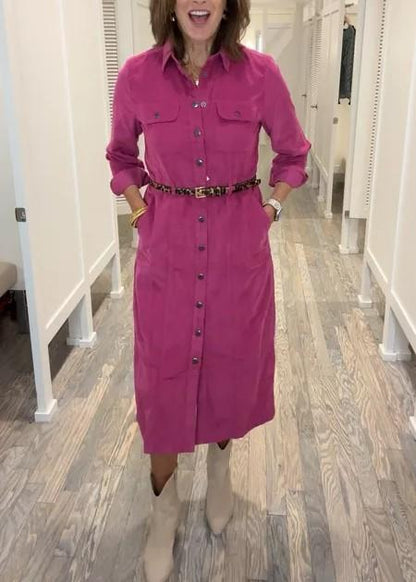 Trendy Corduroy Pocket Midi Dress