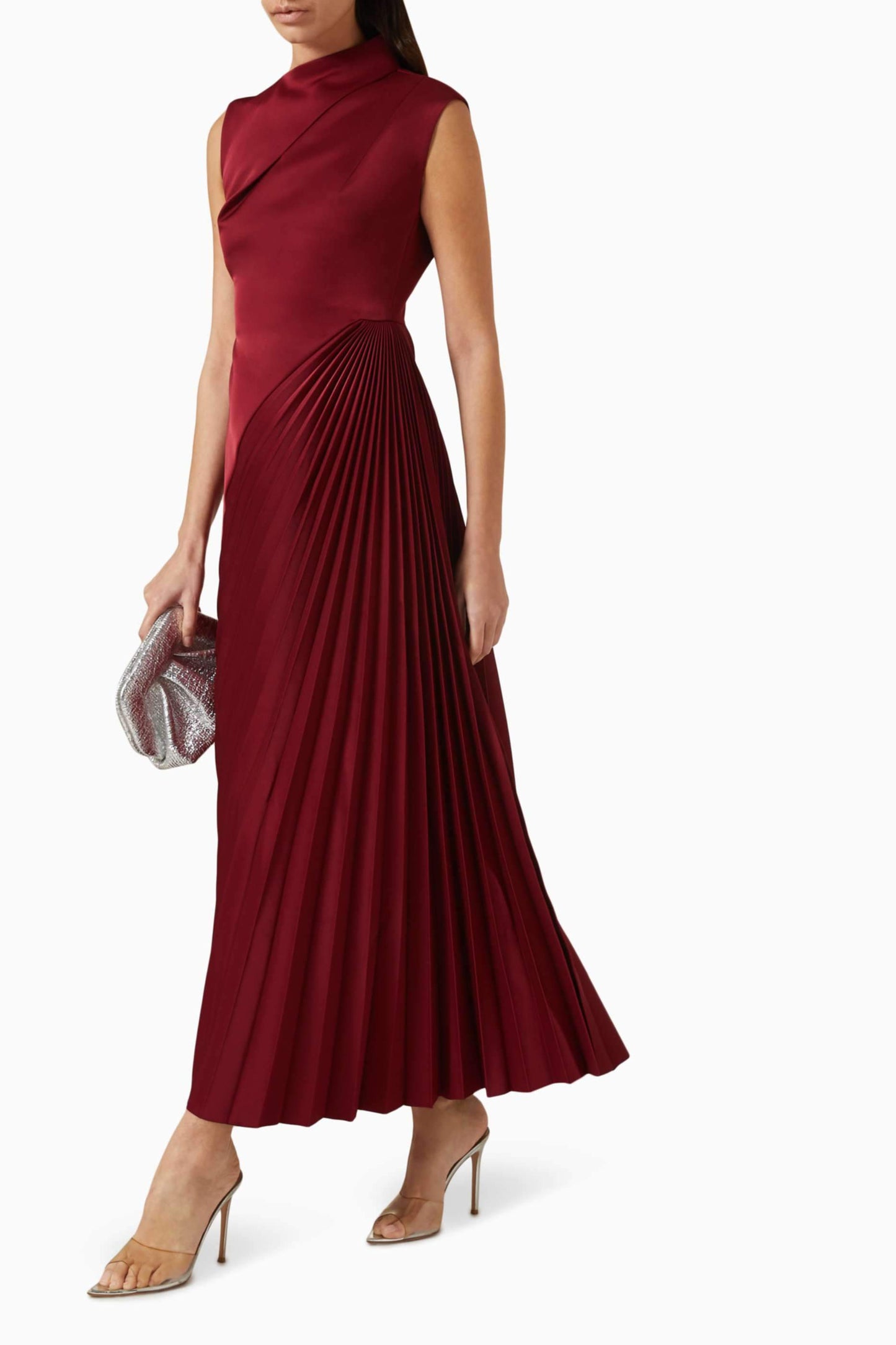 Asymmetric Drawstring Waist Pleated Dress Skirt