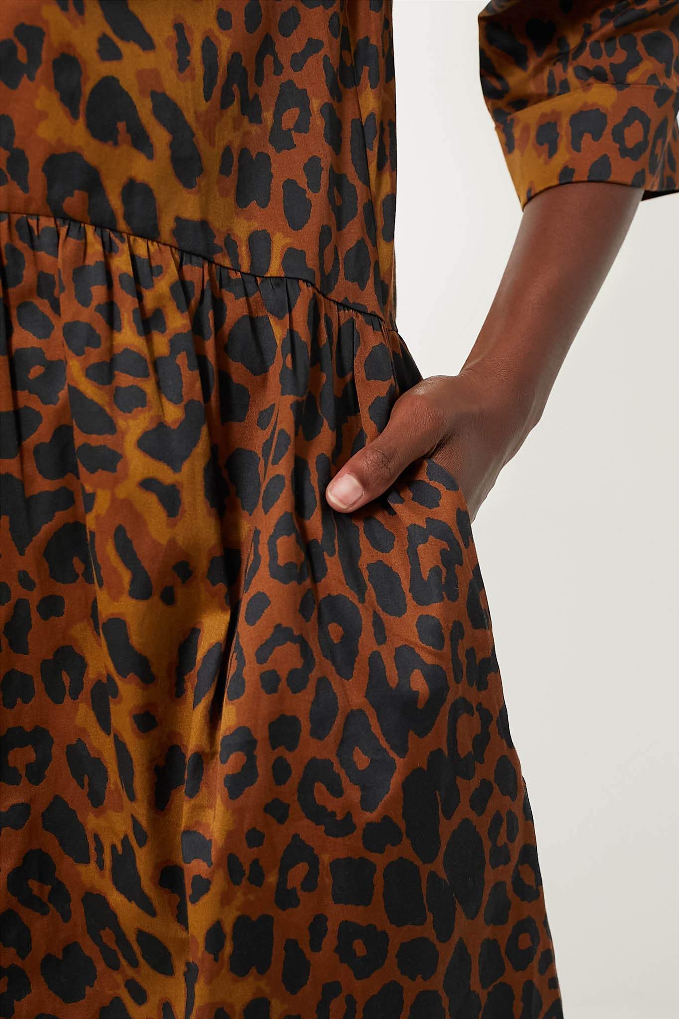 Leopard Shirt Midi Dress