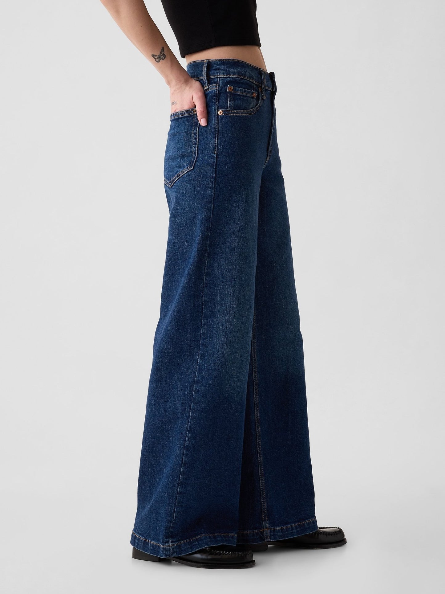 High Rise Stride Wide-Leg Jeans