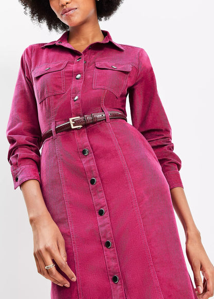 Trendy Corduroy Pocket Midi Dress