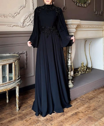 Odelette Black Long Sleeve Maxi Dress