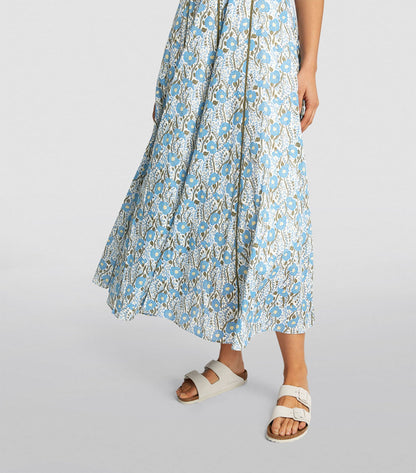 Garden Print Cotton Maxi Dress