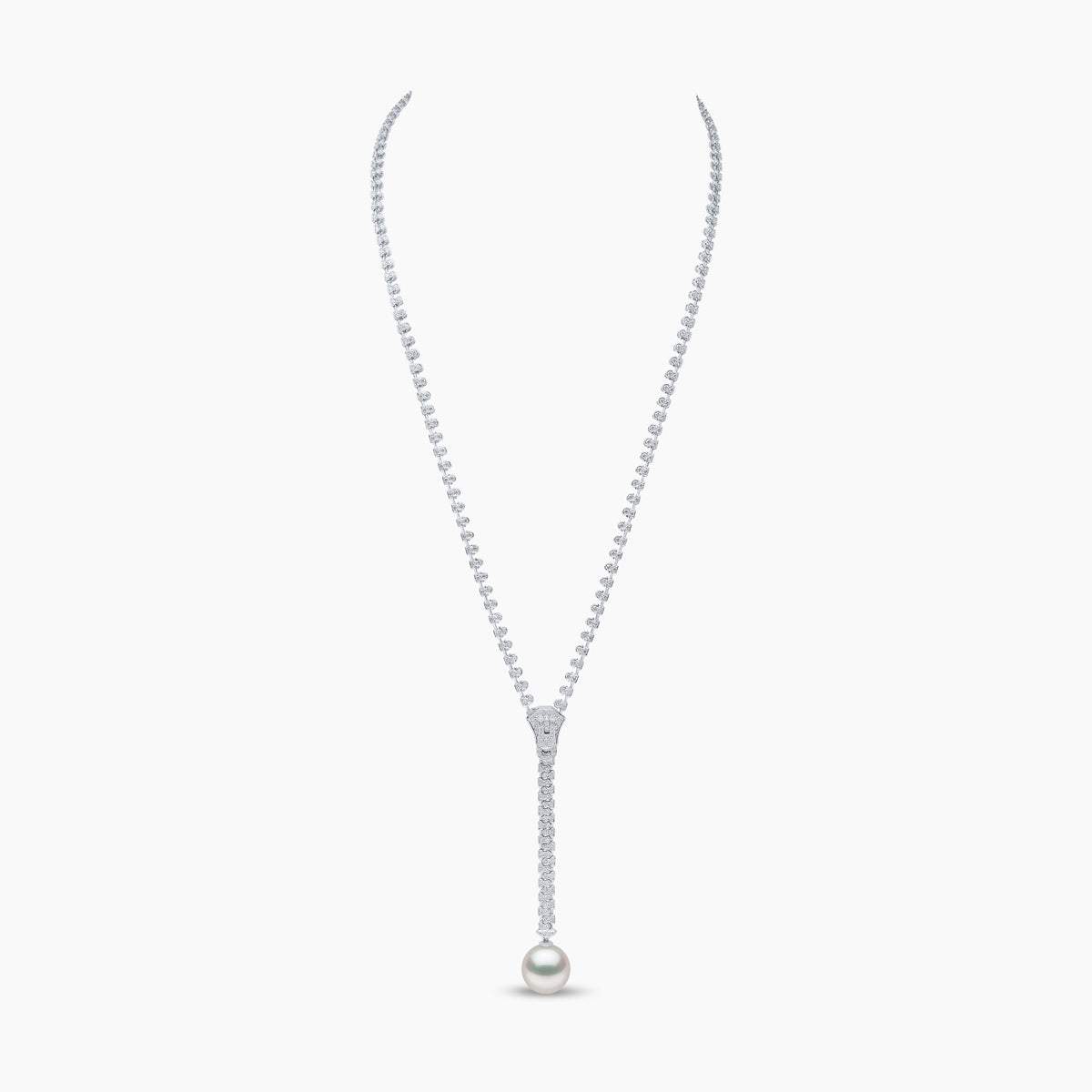 White Gold South Sea Pearl and Diamond Zip Necklace