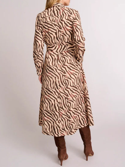 Stretch Cotton Print Shirt Dress