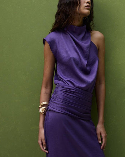 Purple High Neck Tunic Dress