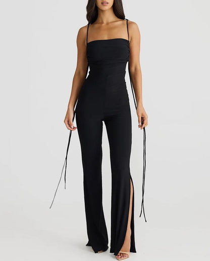 Backless Lace-up Irregularity Long Jumpsuit Rompers