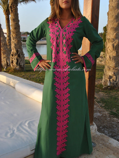 Green Bohemian Maxi kaftan dress