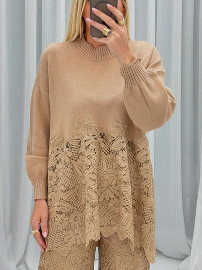 Embroidered Knitted Two-piece Sweater Set