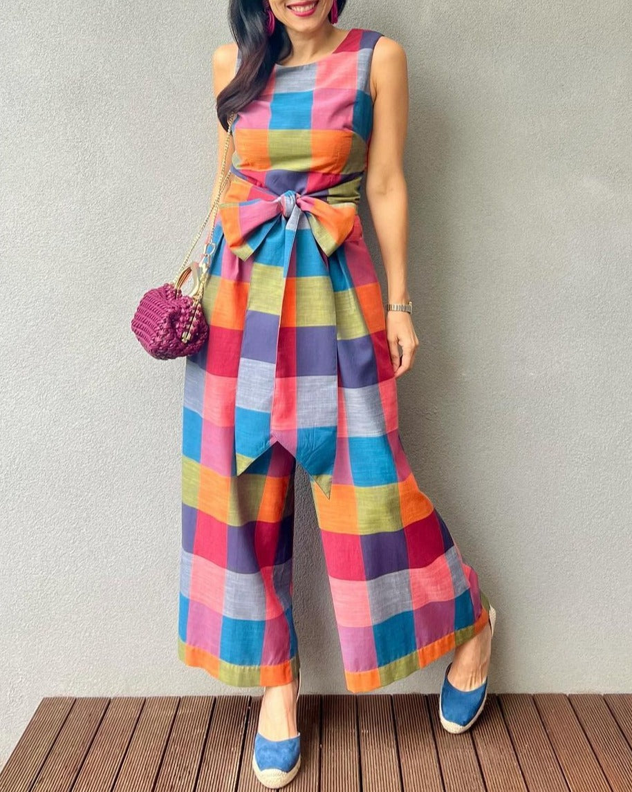 Festive Plaid Colorful Jumpsuit