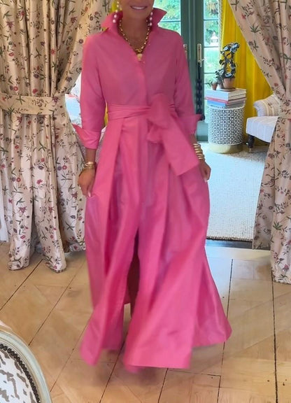 Wrap-around Pink Silk Maxi Dress