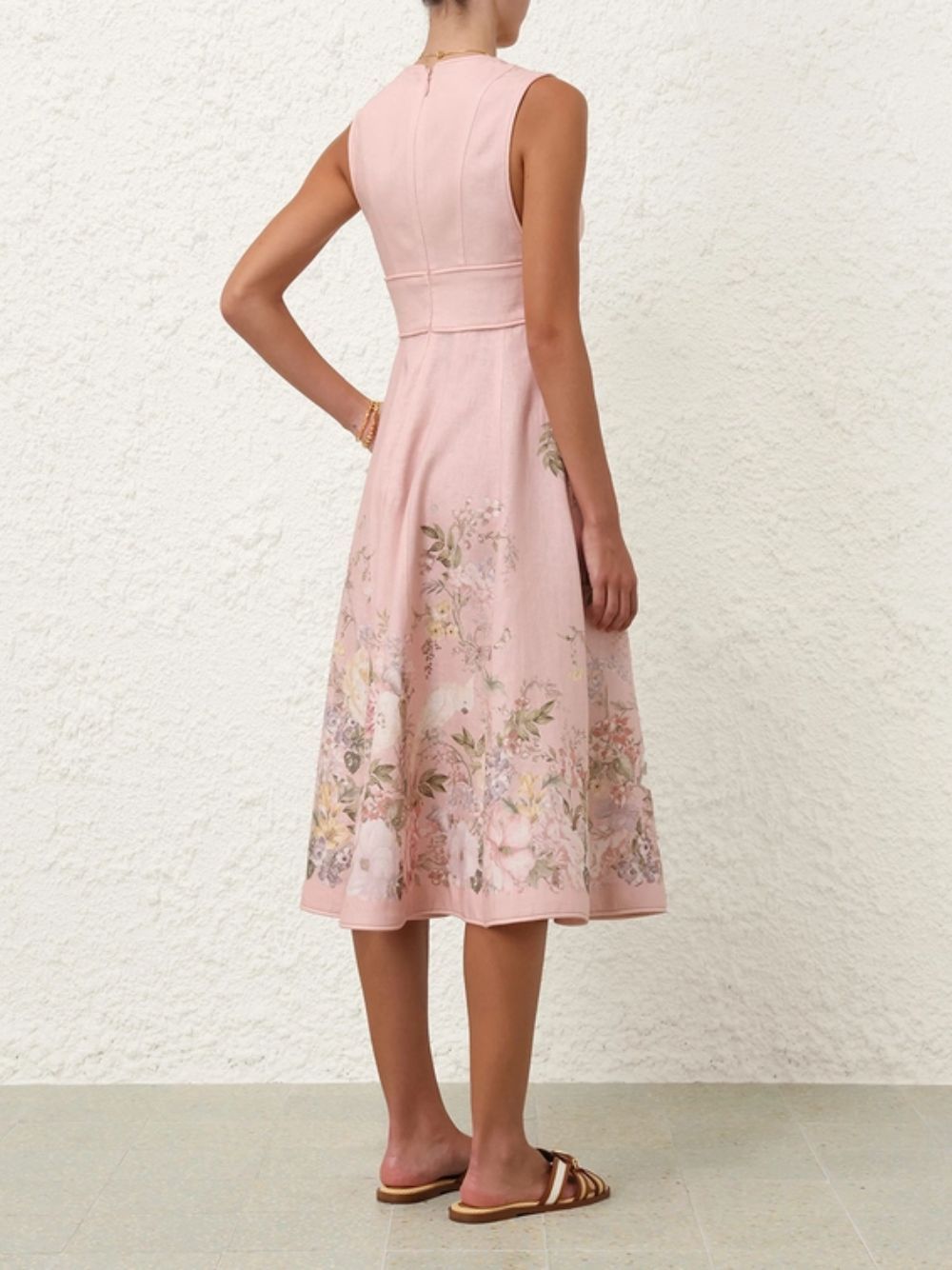 Pink Linen A-Line Skirt