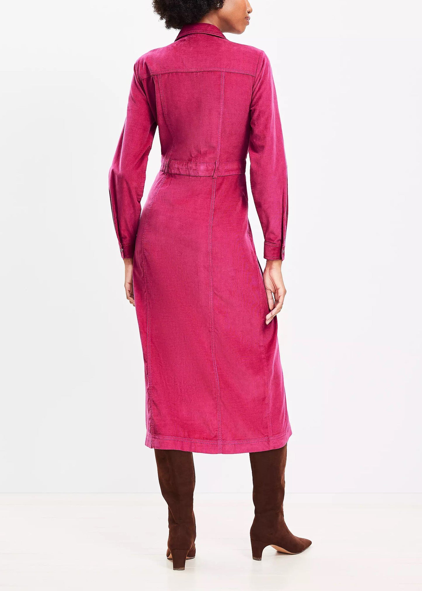 Trendy Corduroy Pocket Midi Dress