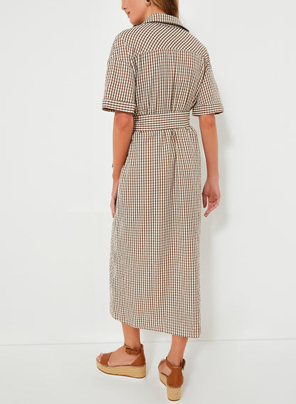 Vertical Striped Shirt Skirt Midi Dress