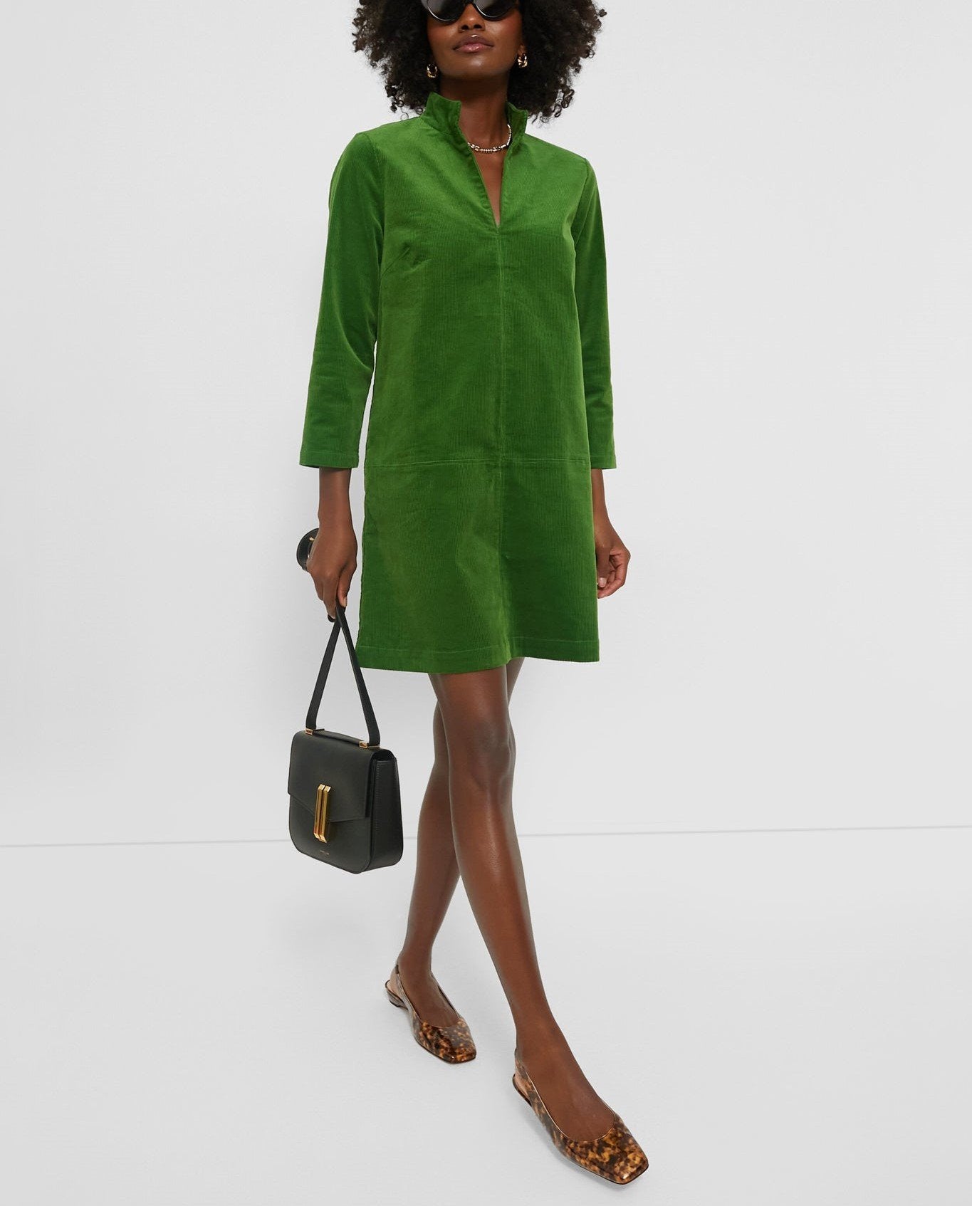 Green Corduroy Mini Dress