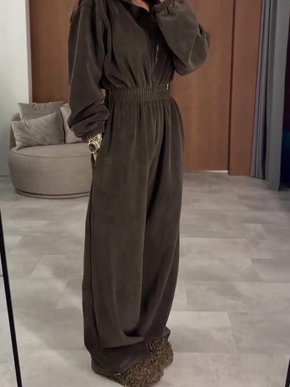 Fashionable super soft velvet jumpsuit