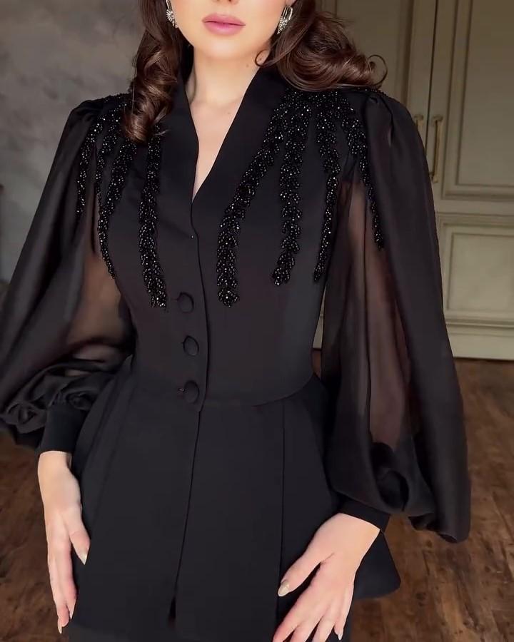 Fashion V-neck Long Sleeve Suit