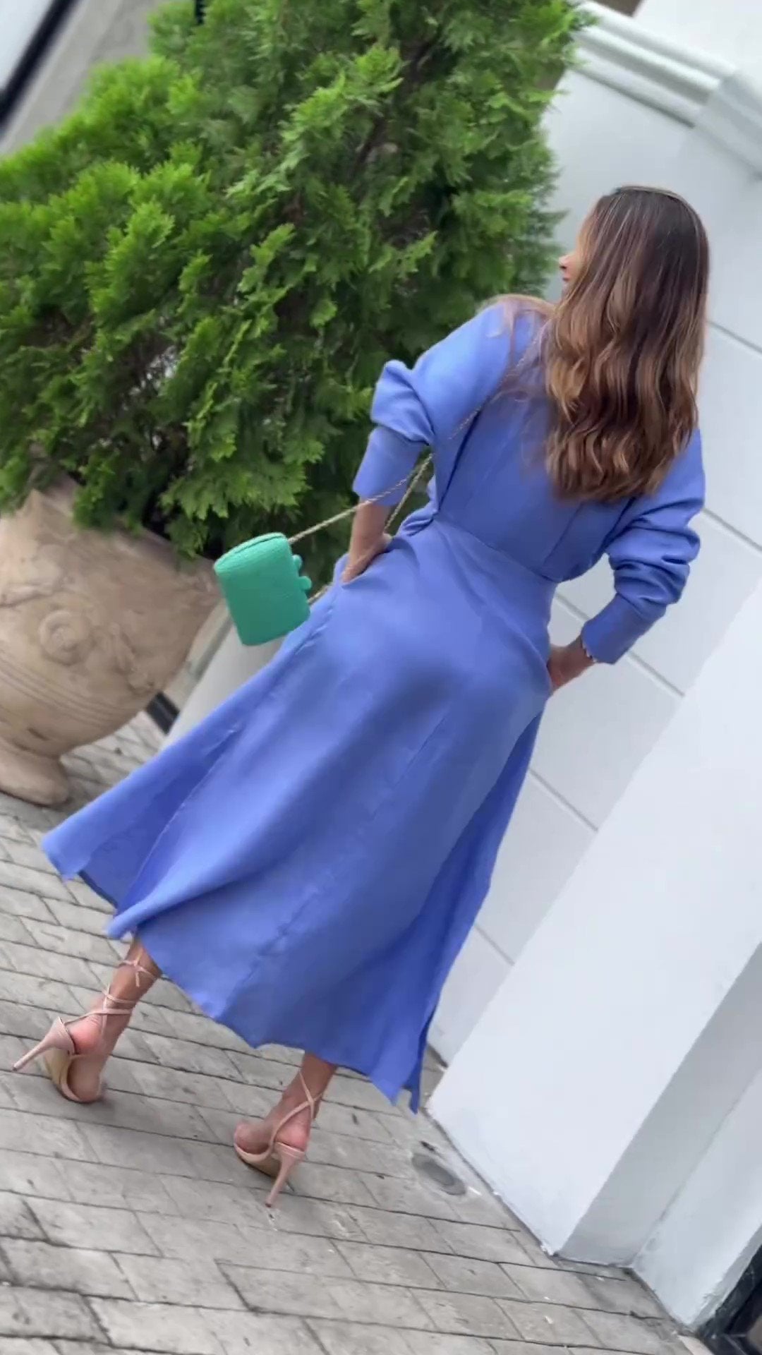 Slit Hem Solid Short Sleeve Midi Shirtdress