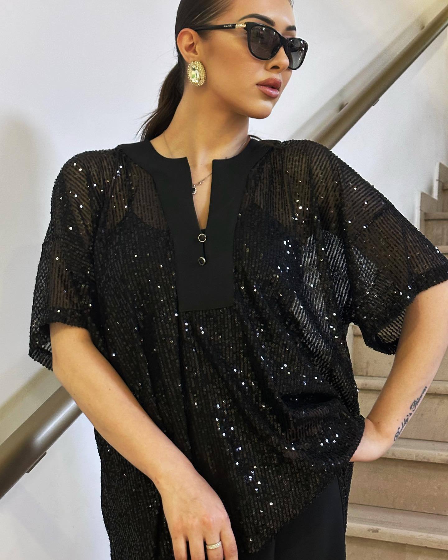 Fashion Black Sequin Set