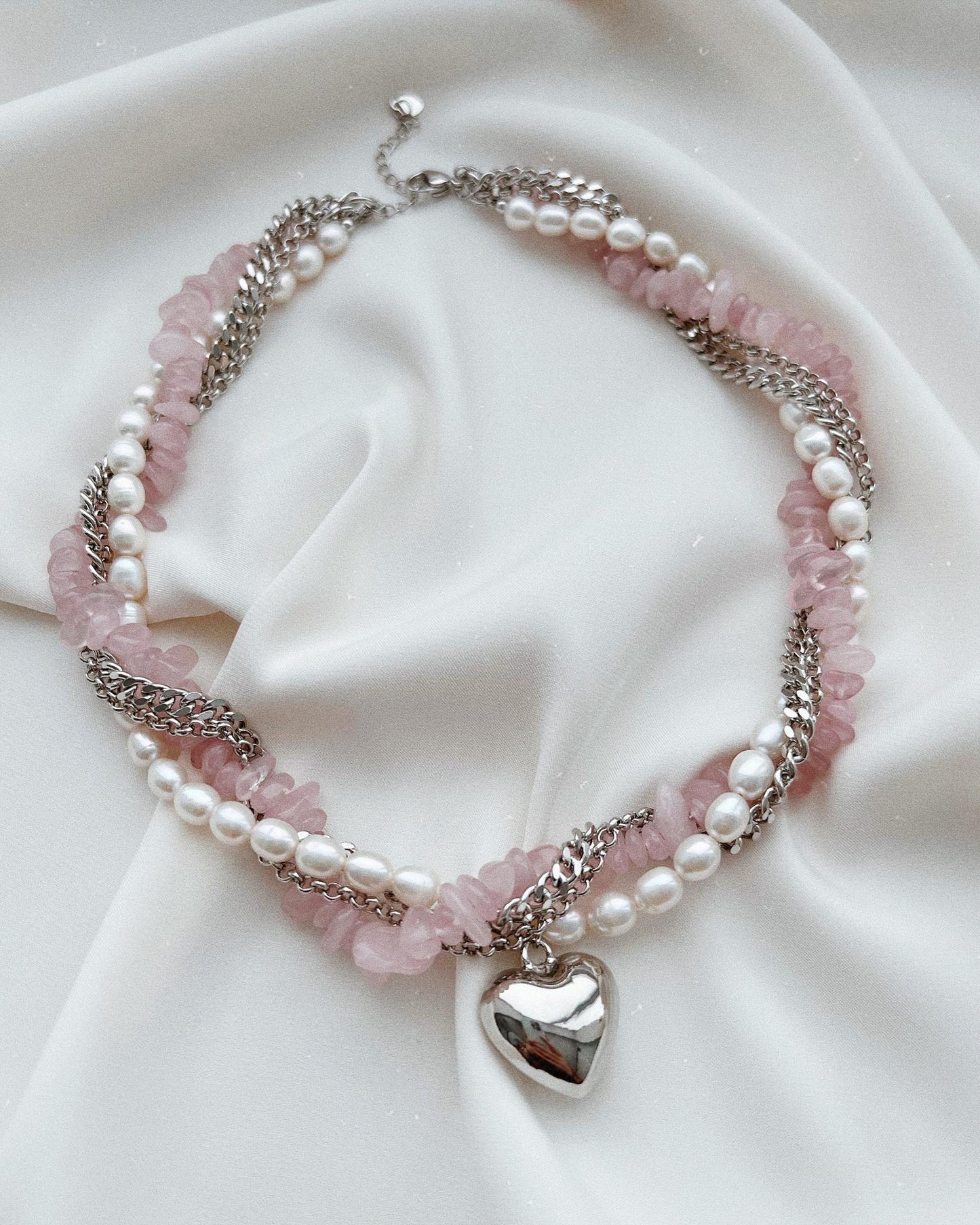 Strawberry Quartz Pearl Necklace