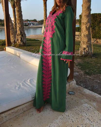 Green Bohemian Maxi kaftan dress